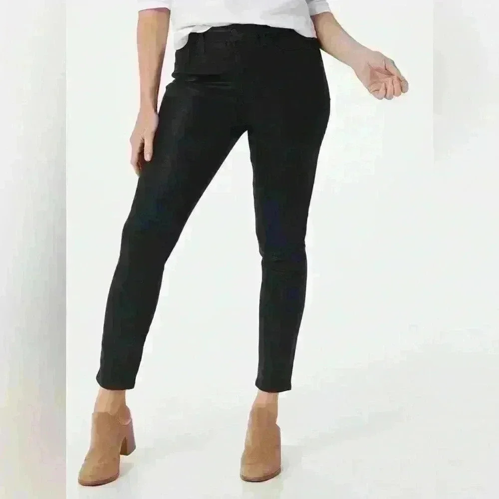 Jen7 FOR ALL MANKIND Black Leather Look Jeans